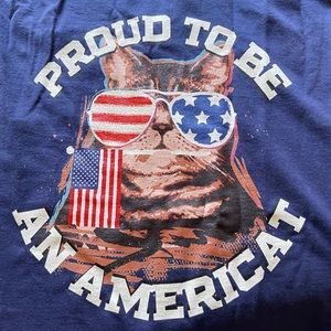 4th of July - Americat - Fourth of July navy cat shirt women’s size M